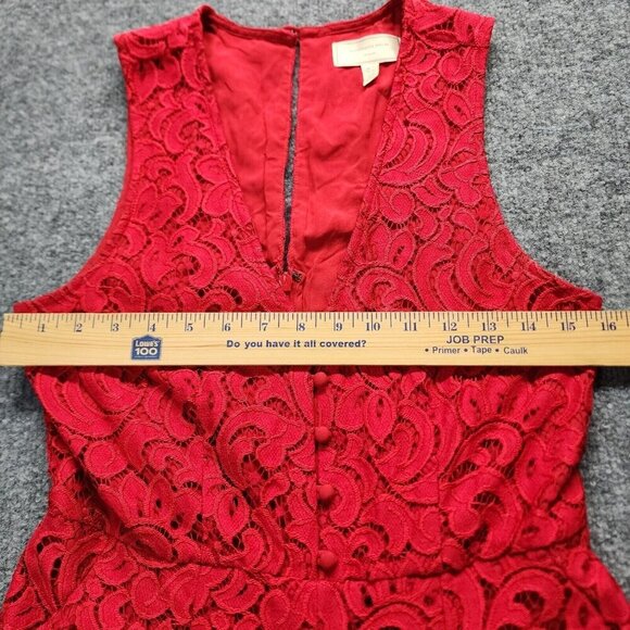 Anthropologie sz 4 Moulinette Soeurs Jaeda Red Lace Wide Leg Jumpsuit - Picture 9 of 16